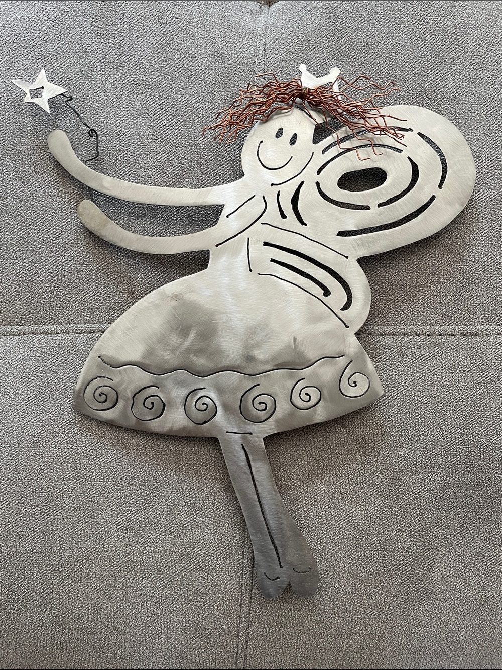 Whimsical Silver Fairy Wall Art - Metal Home Accent